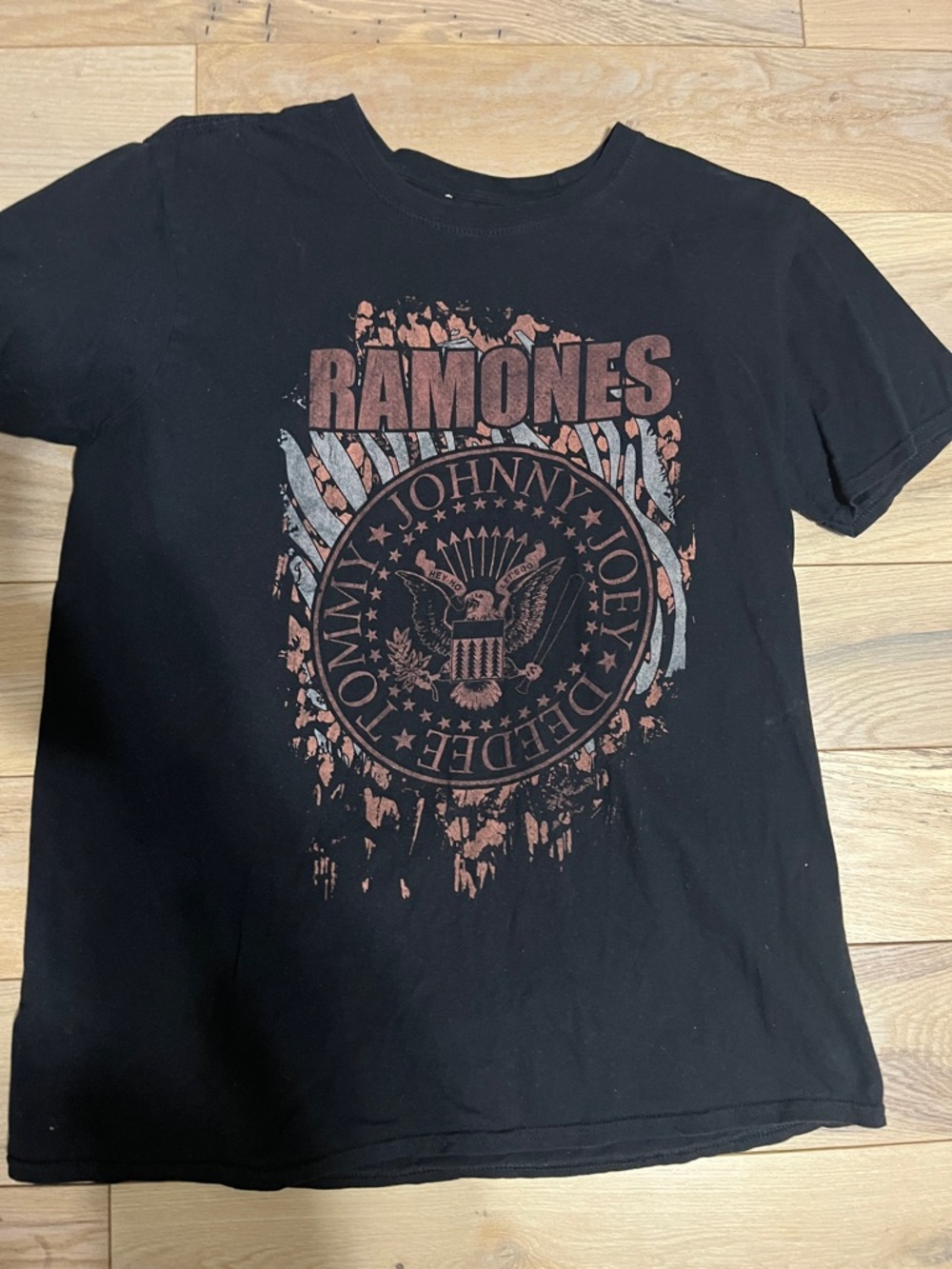 Ramones Black Graphic Tee with Vintage Seal